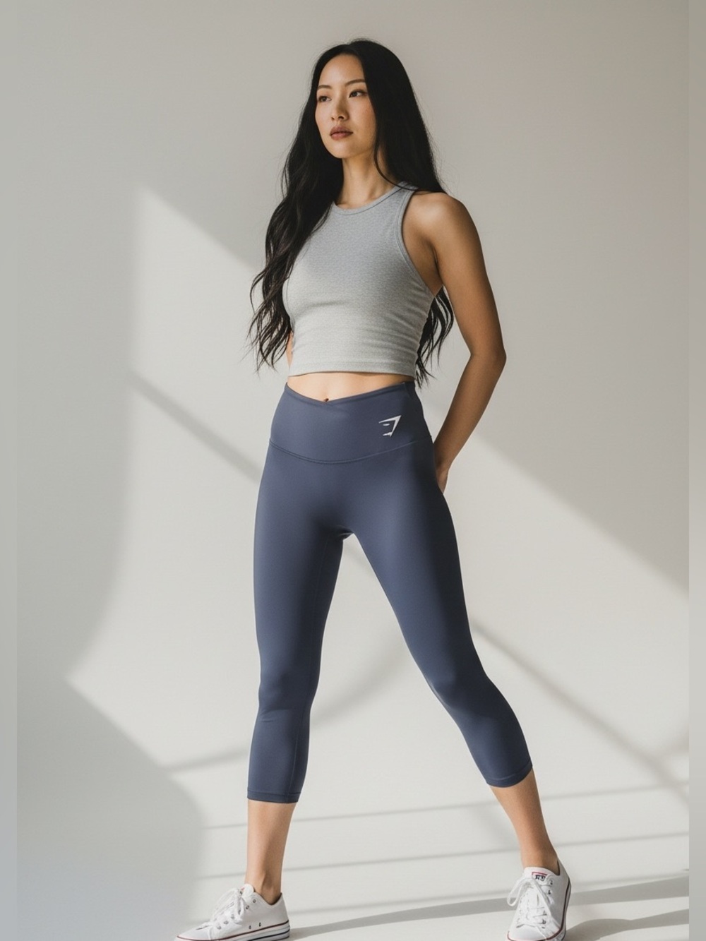 Gymshark Training High Rise Cropped Leggings Blue Size Small